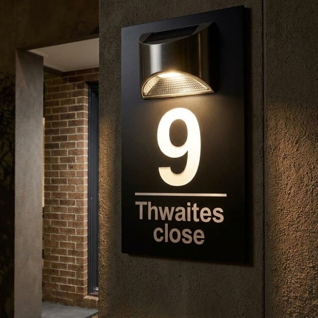 Solar Powered House Sign- BRIGTH signs and Digits