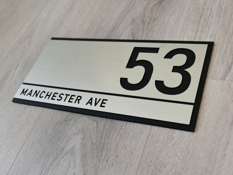 Silver Rectangle House Number Plaque - VIVID  - ZENITH signs and Digits