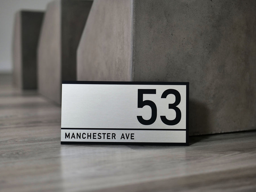 Silver Rectangle House Number Plaque - VIVID  - ZENITH signs and Digits