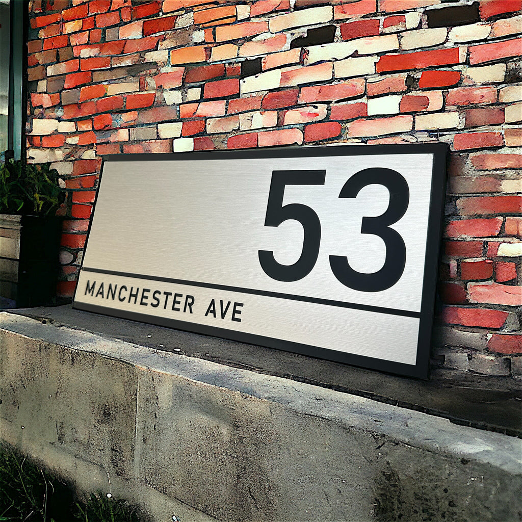 Silver Rectangle House Number Plaque - VIVID  - ZENITH signs and Digits