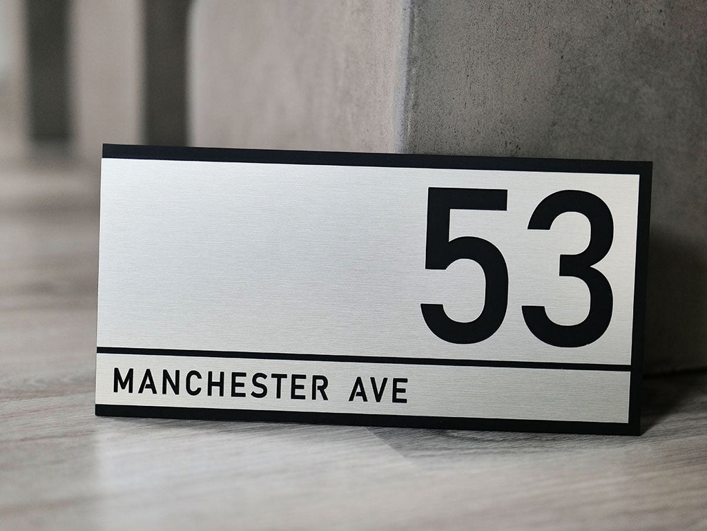 Silver Rectangle House Number Plaque - VIVID  - ZENITH signs and Digits