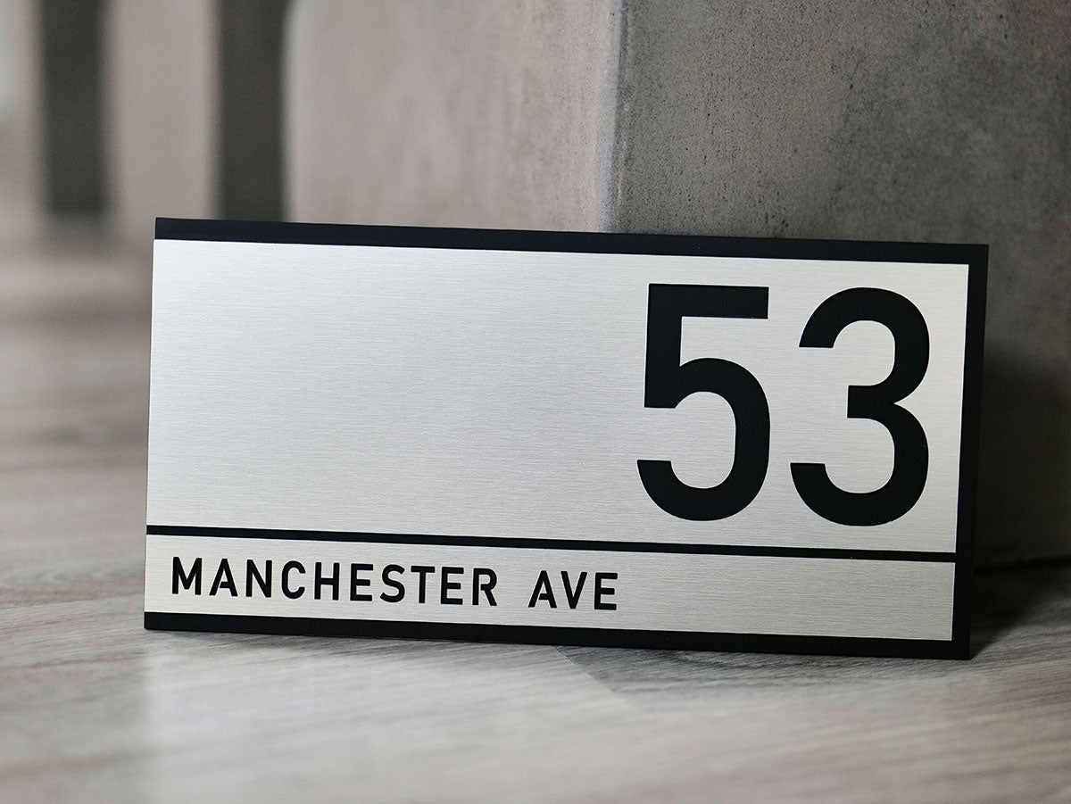 Silver Rectangle House Number Plaque - VIVID  - ZENITH signs and Digits